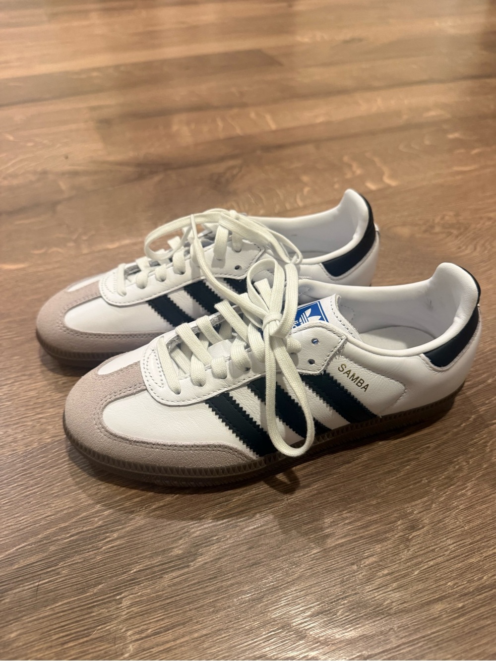 Adidas OG Samba White with Black Stripes and Gum Sole Big Kid